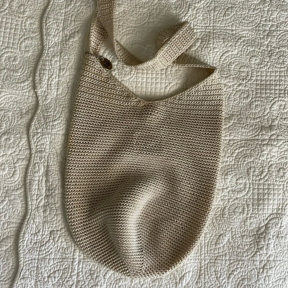 SAK Handcrafted Crochet Tan Knit Hobo Bag - Picture 1 of 4